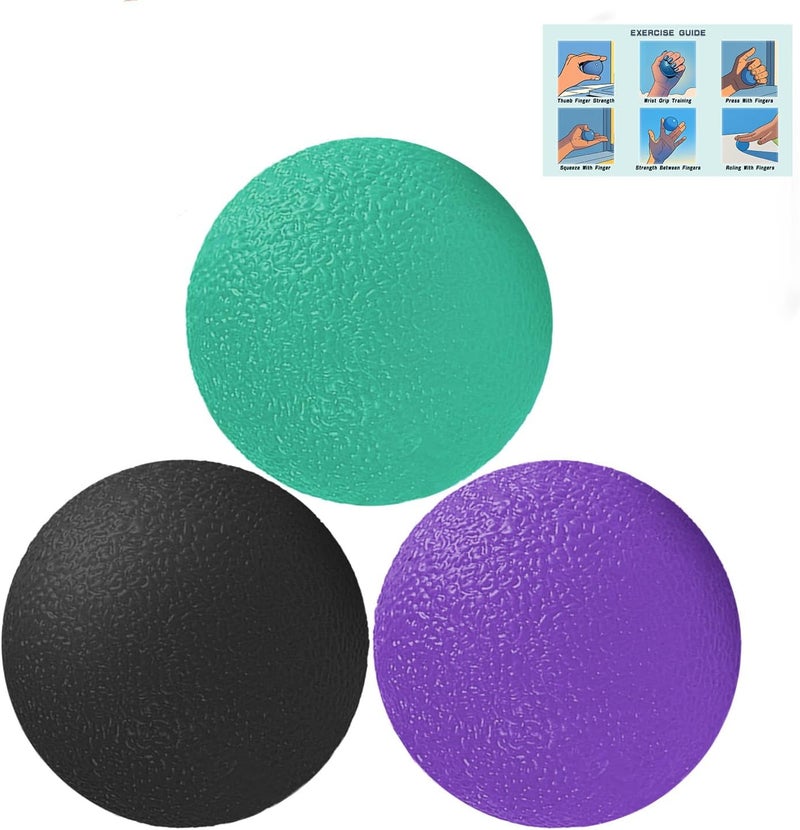 RIDEHILL 3 Pack Stress Balls for Adults, Squeeze Balls for Hand Therapy, Hand Strengthening Devices with Different Resistance Levels for Finger Forearm Wrist Exercise Relaxation and Pain Relief - Image 1